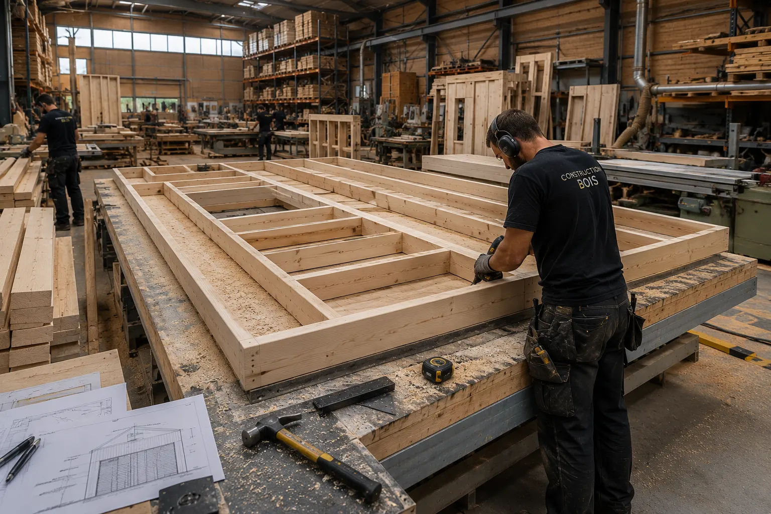 atelier Saint-Vit, fabrication caisson ossature bois