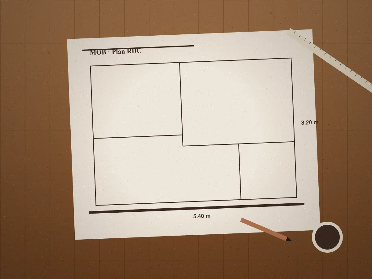 plans architecte, maquette ossature bois sur table