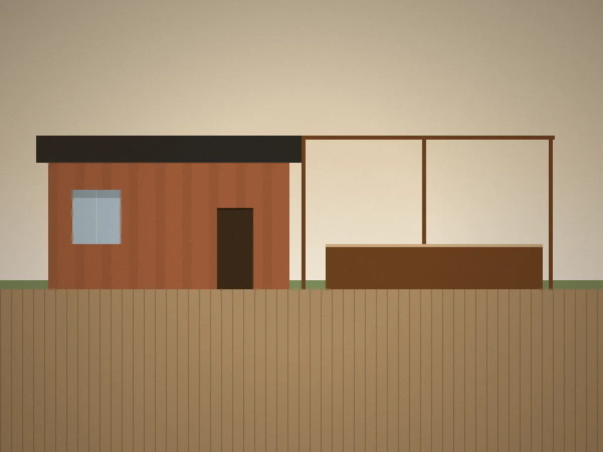 pool house combiné, local fermé + espace ouvert sous toit
