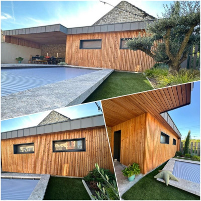 Pool house et carport en ossature bois
