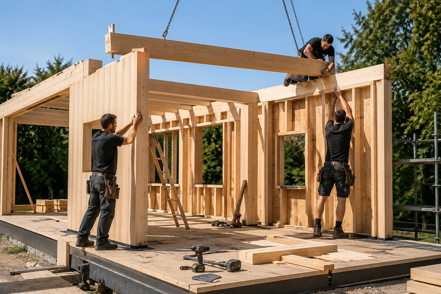 chantier en cours, équipe Bois & Passion